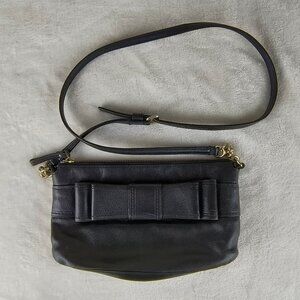 VTG Kate Spade New York Crossbody Bag Black Leather Bow Purse Handbag